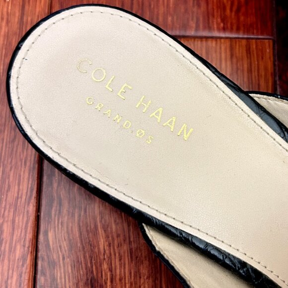 COLE HAAN Women's Piper Mule Shoe in Black Alligator Size 8 Leather Slip Ons - Picture 5 of 8